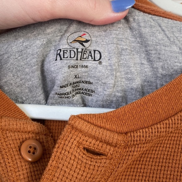 Redhead Rust Orange Henley Long Sleeve Textured Shirt - XL - Picture 2 of 5